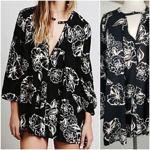 Free people floral foil print tunic mini dress